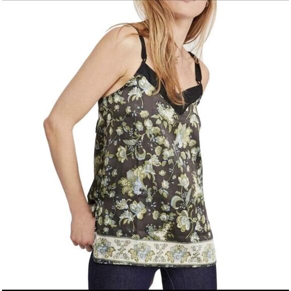 NWT Free People Solstice Black Combo Floral Print Camisole Tank Top Sz Small - Picture 1 of 14